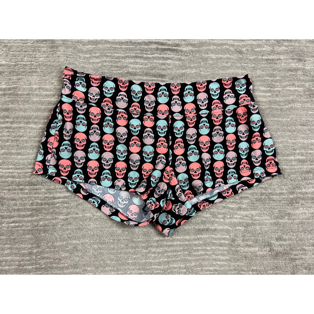 No Boundaries Shorts Women Medium M Black Skull Print Stretch Dolphin NJ28B701DP